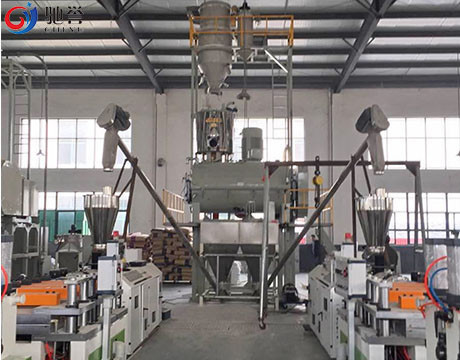 Máy trộn bột trộn với hệ thống định lượng và phễu nạp nguyên liệu thô